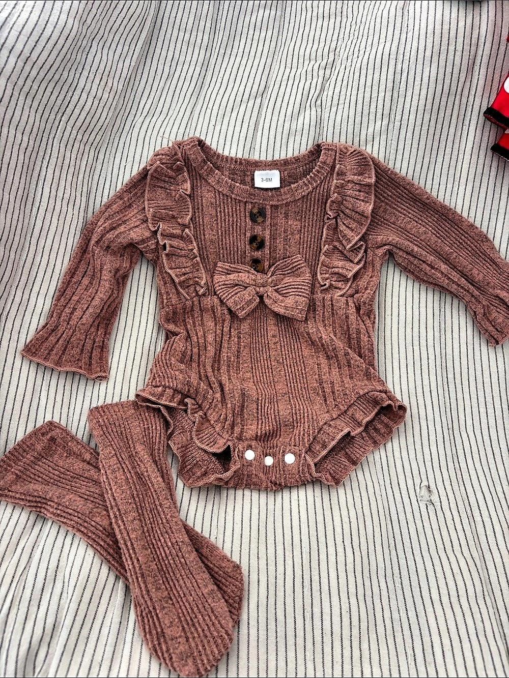 Knit Ruffle Bodysuit with Booties Baby 3-6M
